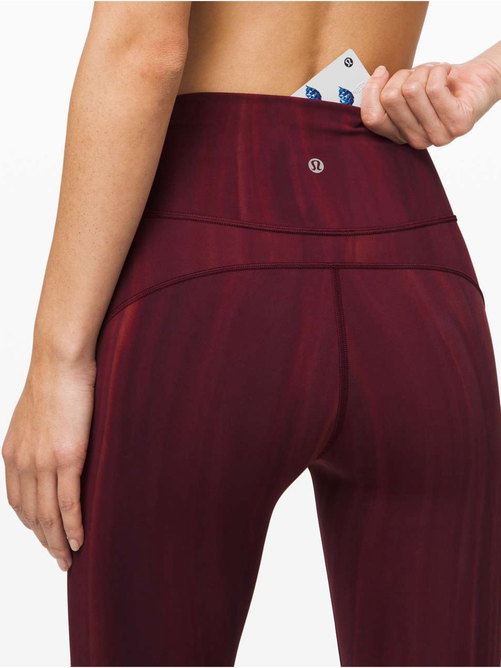 Lululemon size 4 everlux in movement tight in linear spray dye white garnet 25”